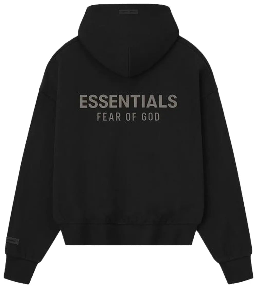 Fear of God Essentials Classic Fleece Zip-Up Hoodie Jet Black - Hype World