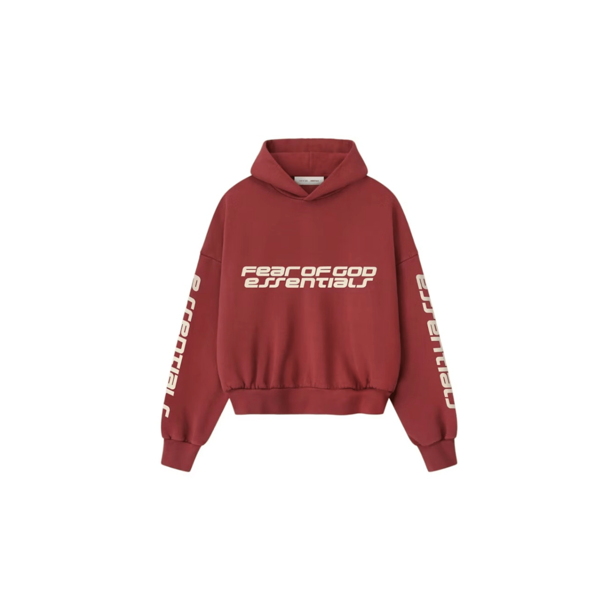 Fear of God Essentials Cropped Relaxed Hoodie "Crimson" - Hype World