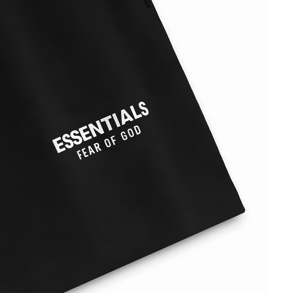 Fear of God Essentials Sweatshort Jet Black (White lettering) - Hype World