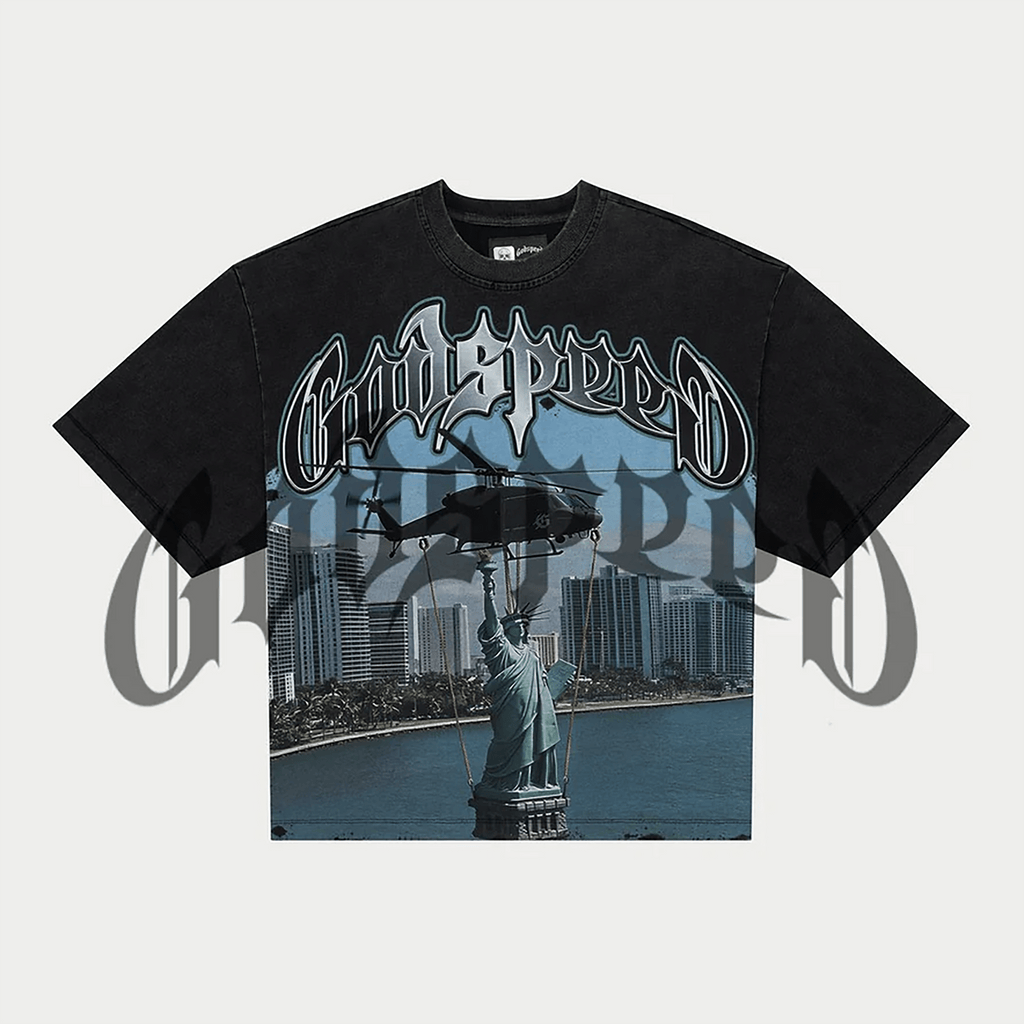 GodSpeed “JFK to MIA” T-Shirt (Black Wash) - Hype World