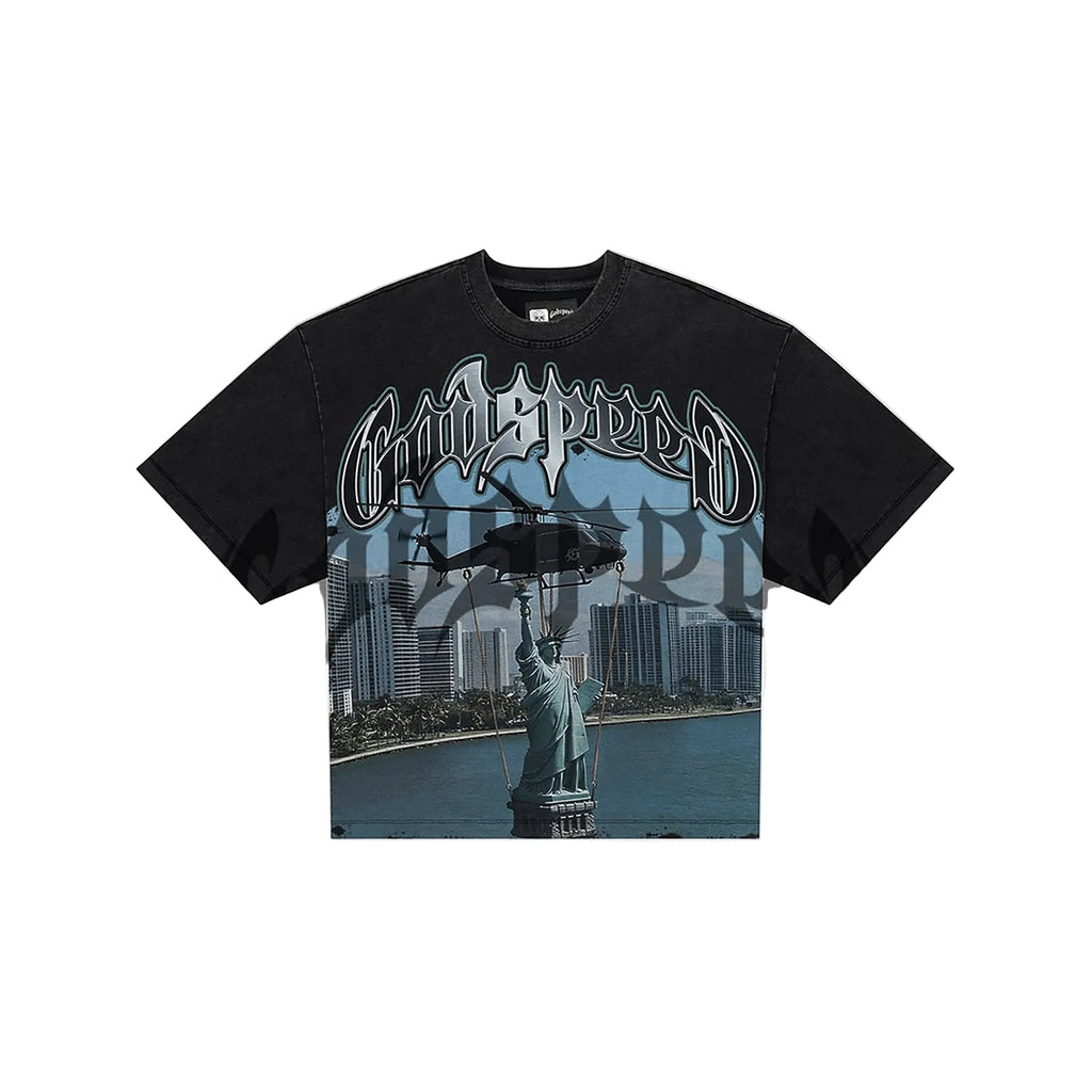 GodSpeed “JFK to MIA” T-Shirt (Black Wash) - Hype World