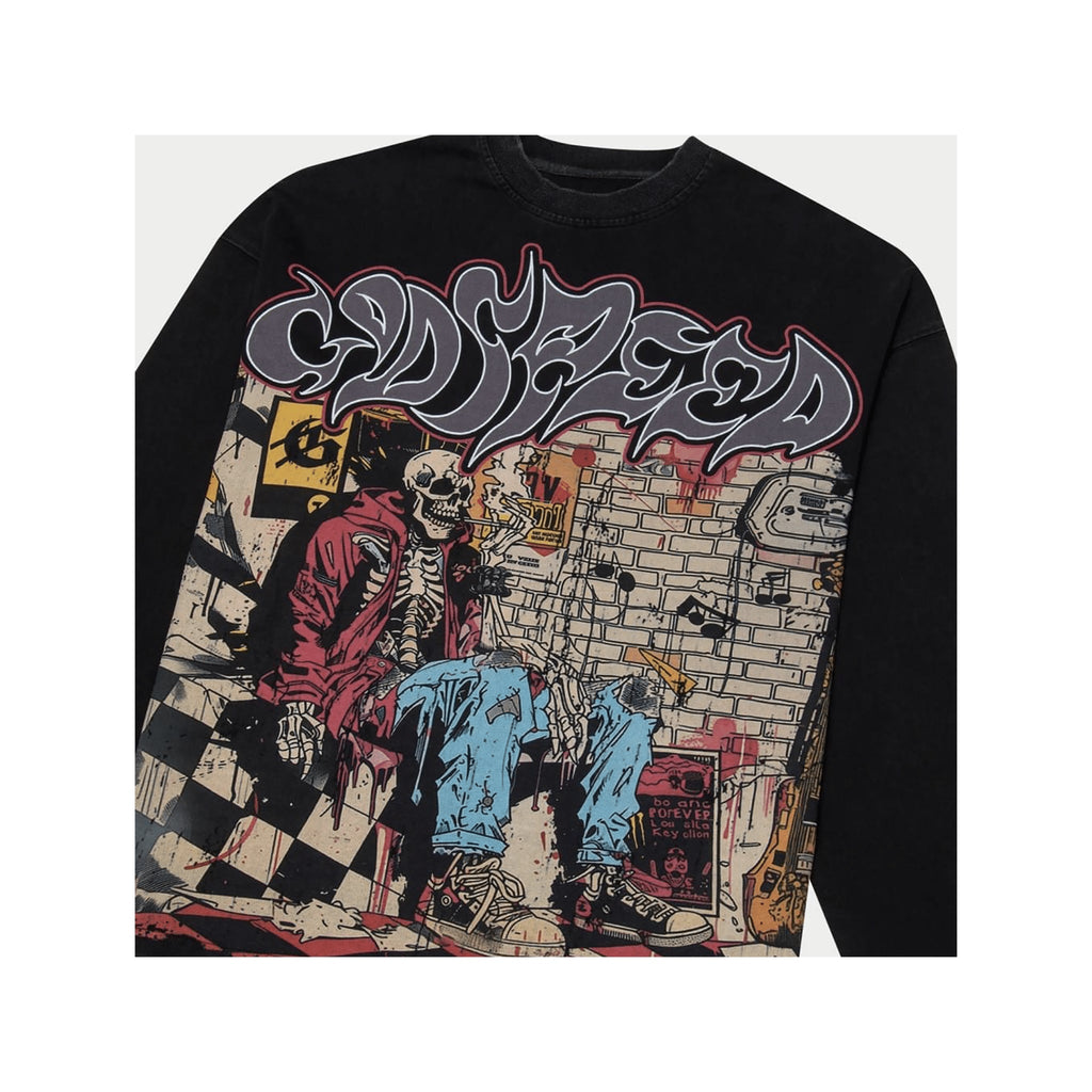 GodSpeed Stoner (Black Wash) Long Sleeve T-shirt - Hype World