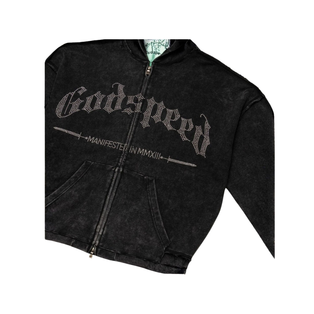 GodSpeed Studded OG Logo Hoodie (Black Wash) - Hype World