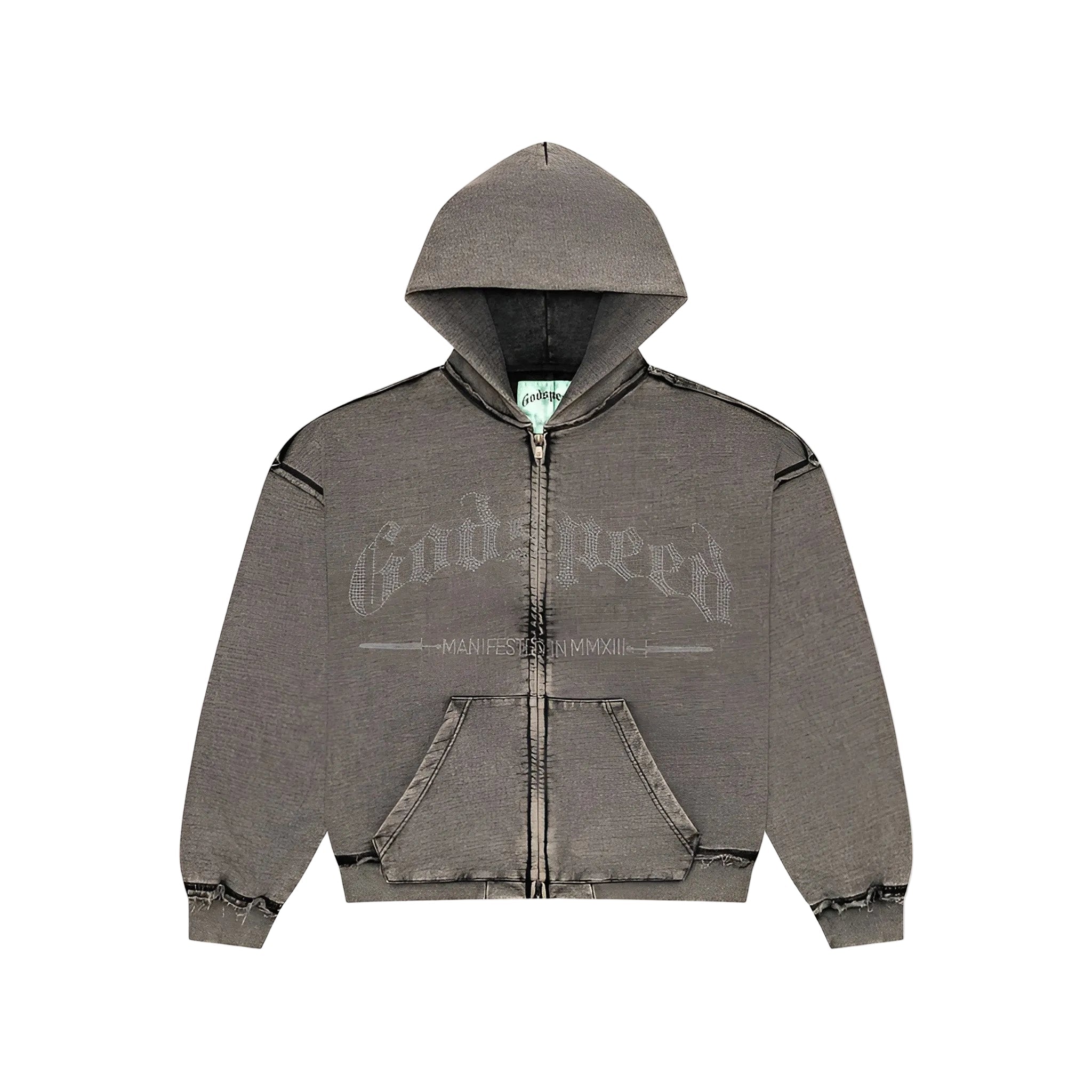 GodSpeed Studded OG Logo Hoodie (Grey Wash) - Hype World
