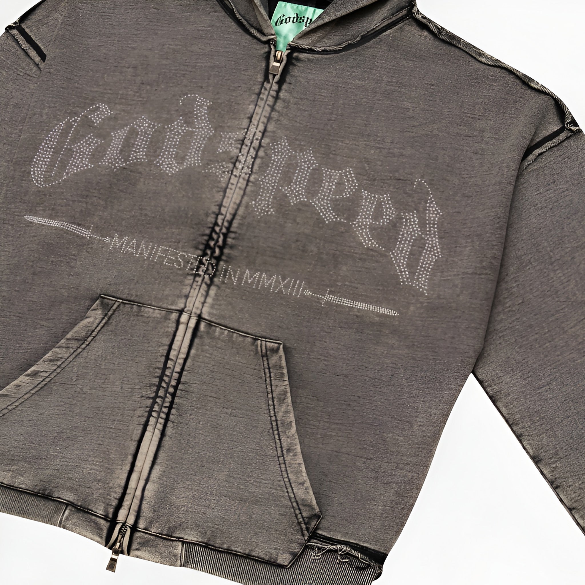 GodSpeed Studded OG Logo Hoodie (Grey Wash) - Hype World