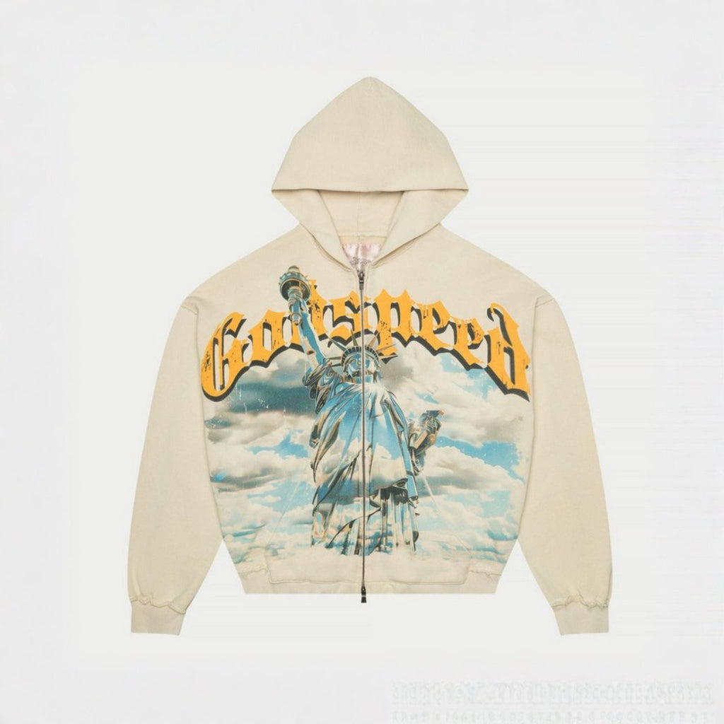 GodSpeed "Sunken Liberty" Zip Hoodie V2 (Bone) - Hype World