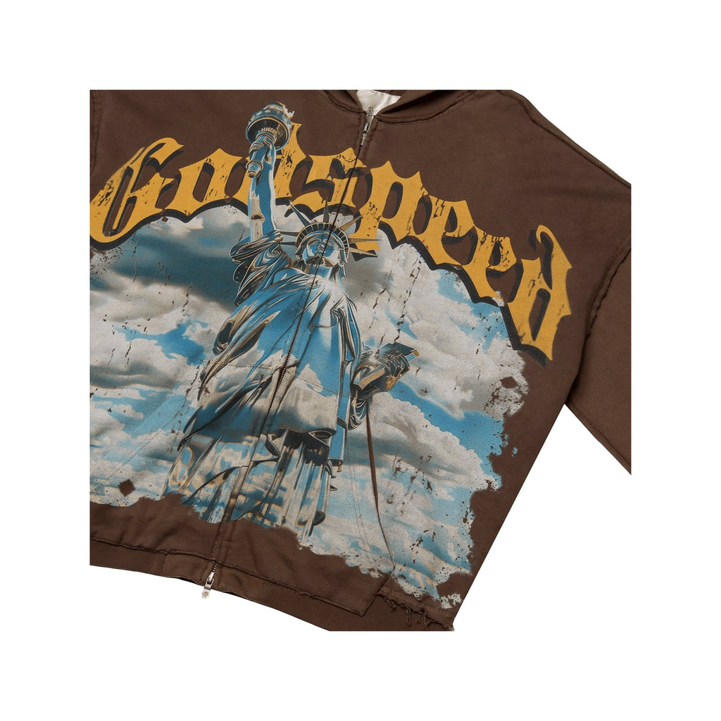 GodSpeed "Sunken Liberty" Zip Hoodie V2 (Brown Wash) - Hype World