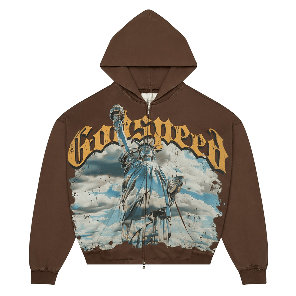 GodSpeed "Sunken Liberty" Zip Hoodie V2 (Brown Wash) - Hype World