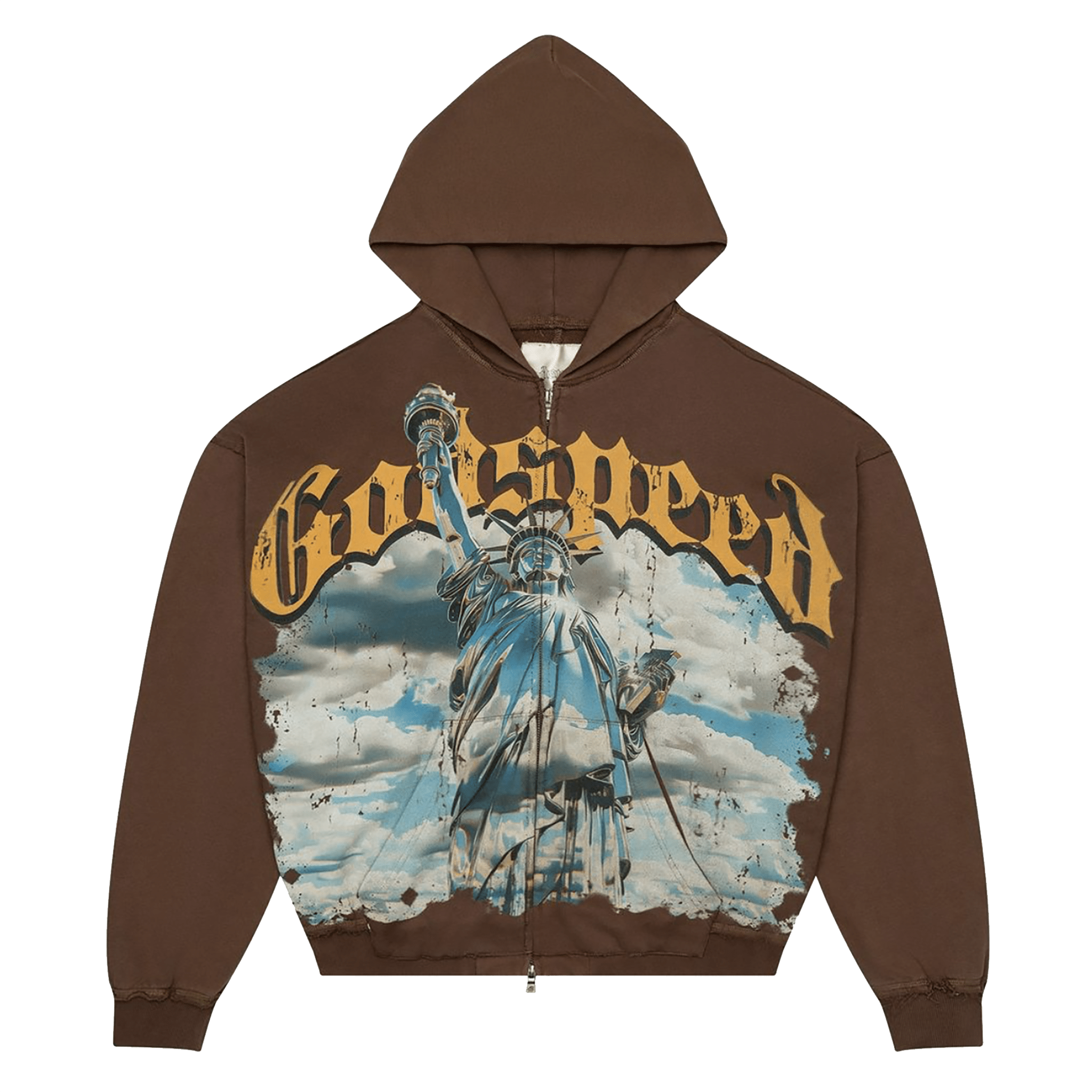 GodSpeed "Sunken Liberty" Zip Hoodie V2 (Brown Wash) - Hype World