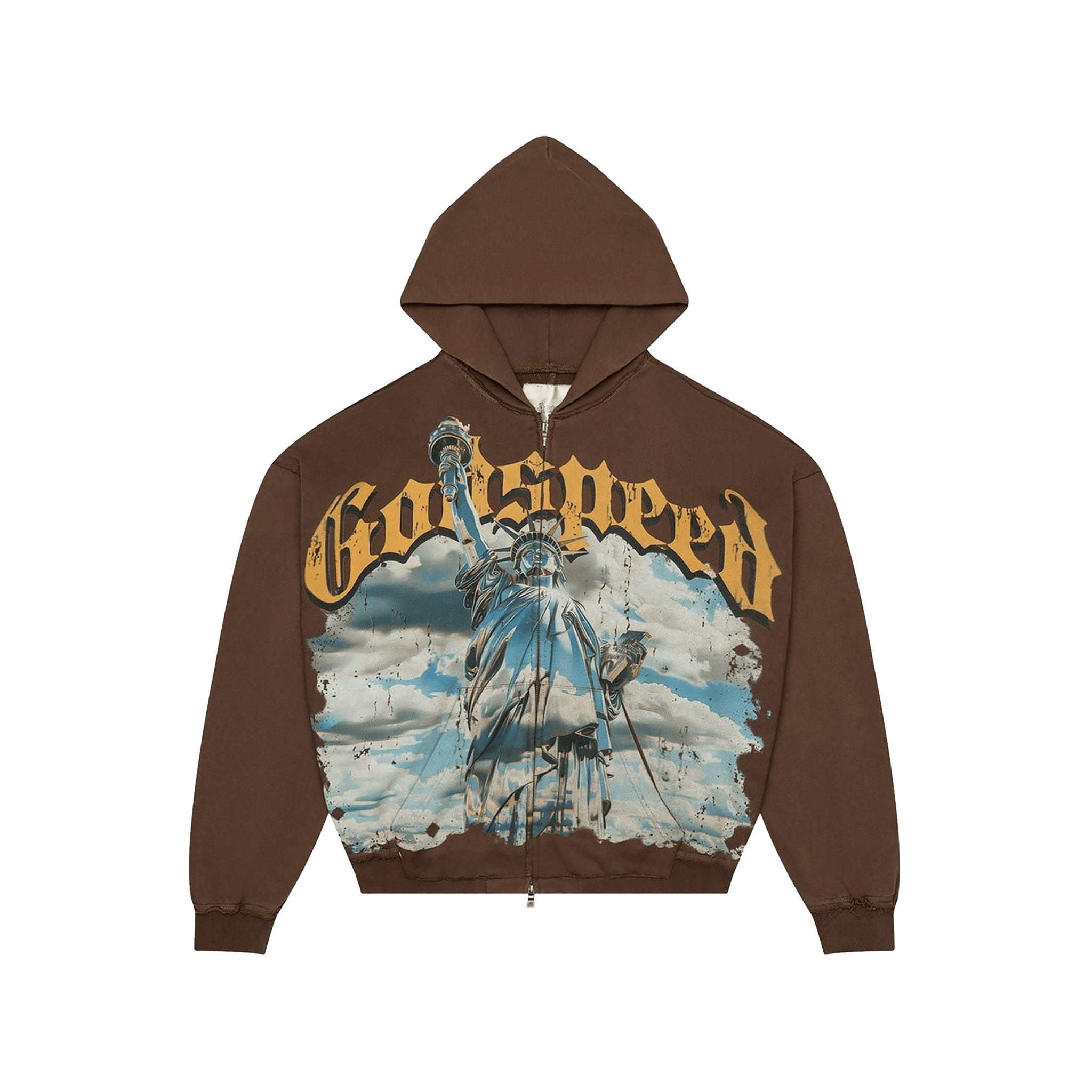 GodSpeed "Sunken Liberty" Zip Hoodie V2 (Brown Wash) - Hype World
