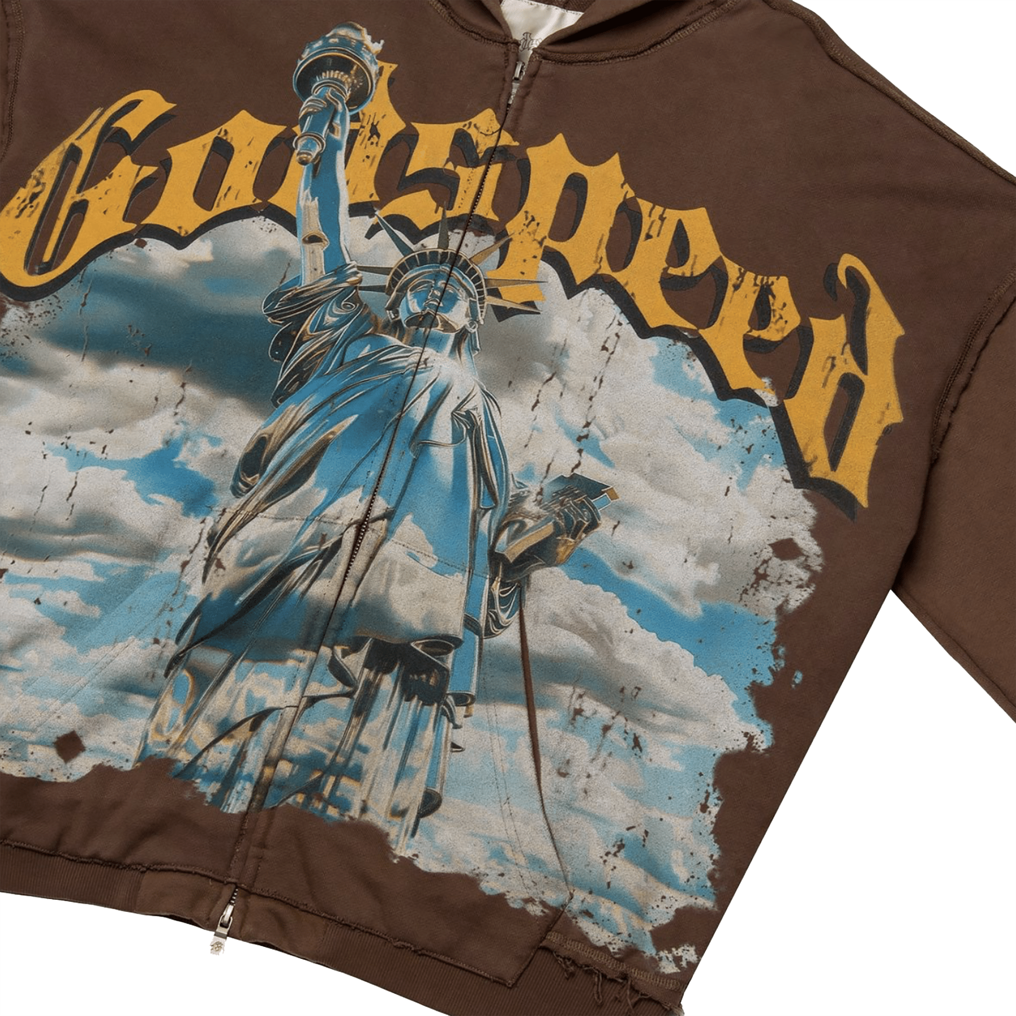 GodSpeed "Sunken Liberty" Zip Hoodie V2 (Brown Wash) - Hype World
