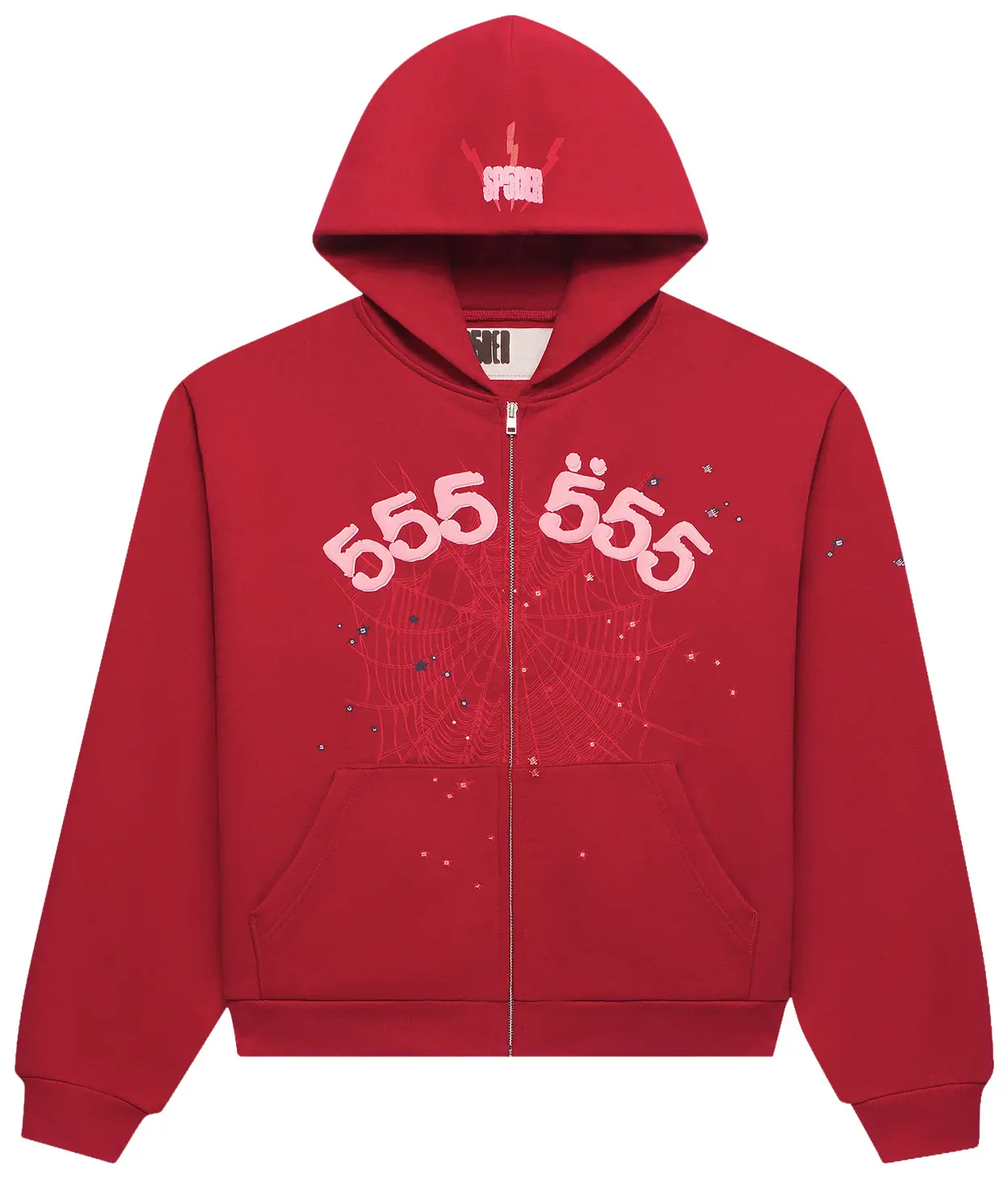 Sp5der Angel Number Zip Hoodie 'Merlot'