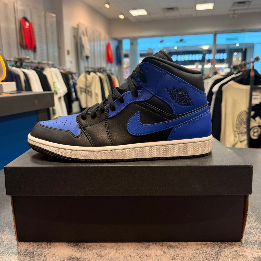 Jordan 1 Mid Hyper Royal Tumbled Leather Preowned - Hype World