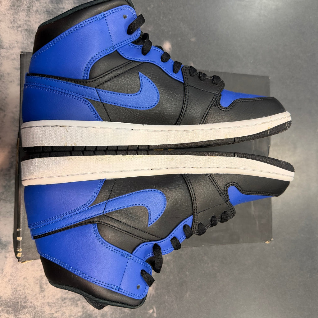 Jordan 1 Mid Hyper Royal Tumbled Leather Preowned - Hype World