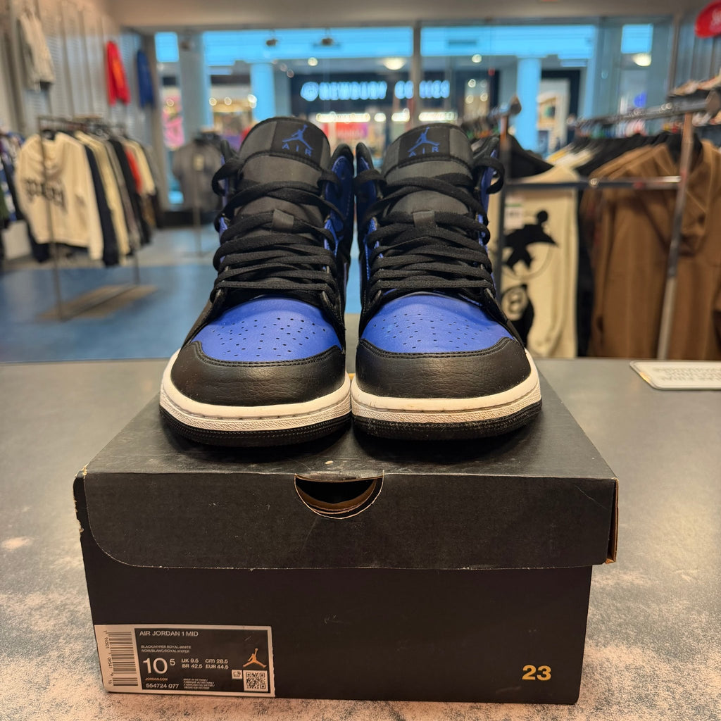 Jordan 1 Mid Hyper Royal Tumbled Leather Preowned - Hype World