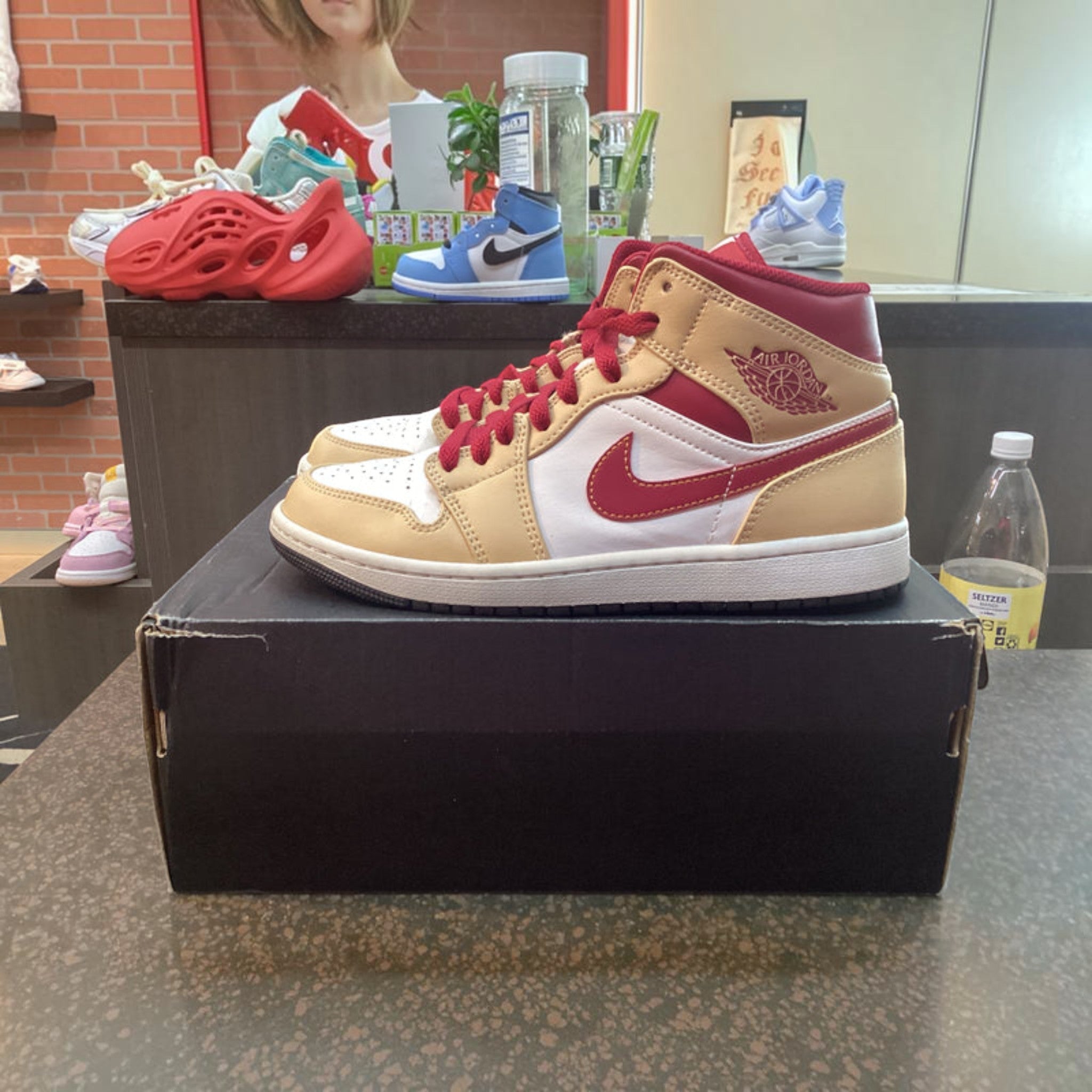 Jordan 1 Mid “Light Curry Cardinal” Preowned Size 7 - Hype World