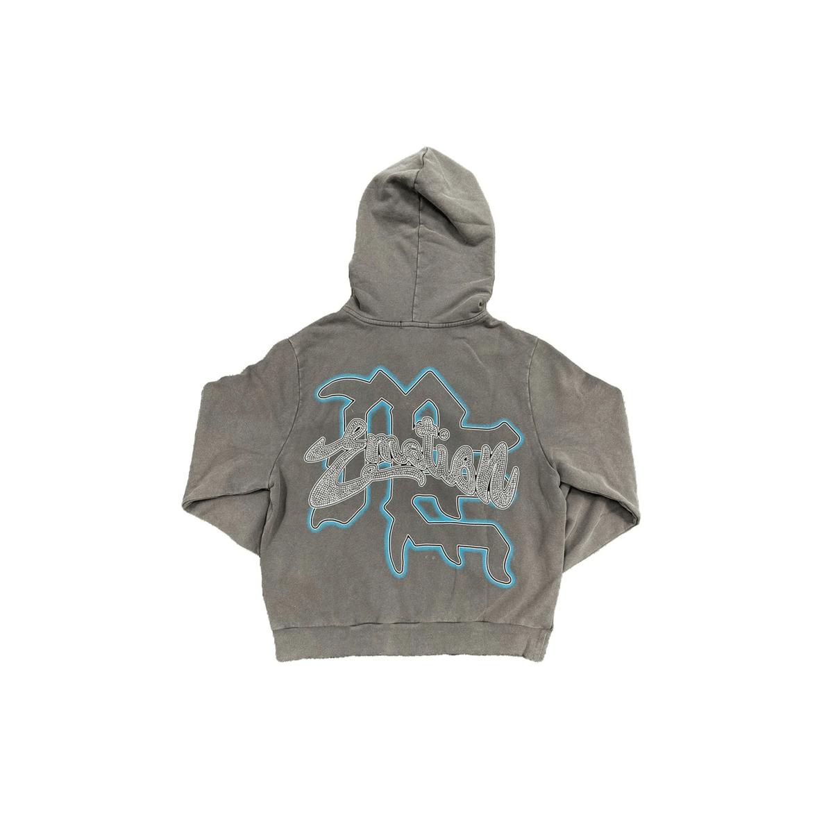 Mixed Emotion Rhinestone Hoodie Grey - Hype World