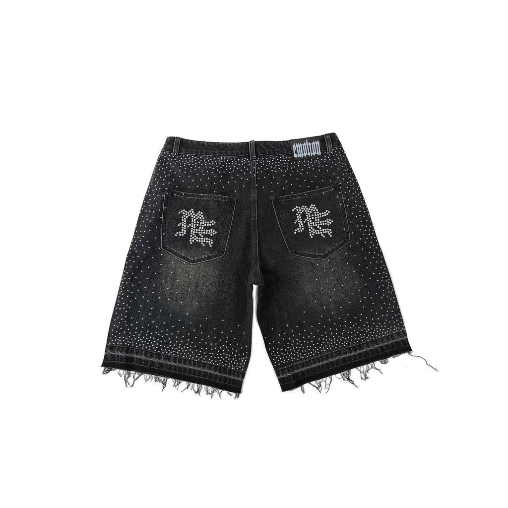 Mixed Emotions Black “ME” Rhinestone Denim Shorts - Hype World