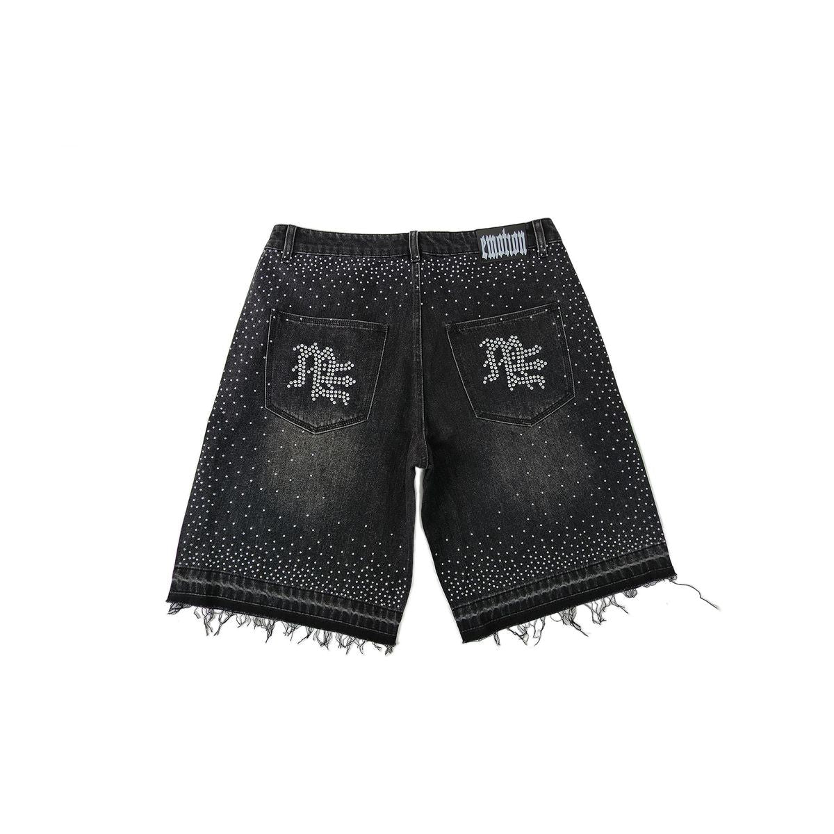Mixed Emotions Black “ME” Rhinestone Denim Shorts - Hype World