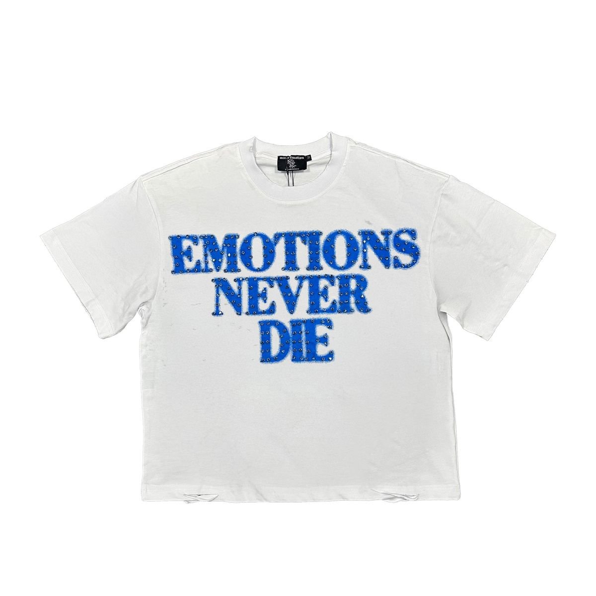 Mixed Emotions Blue ‘End’ Rhinestone Tee - Hype World