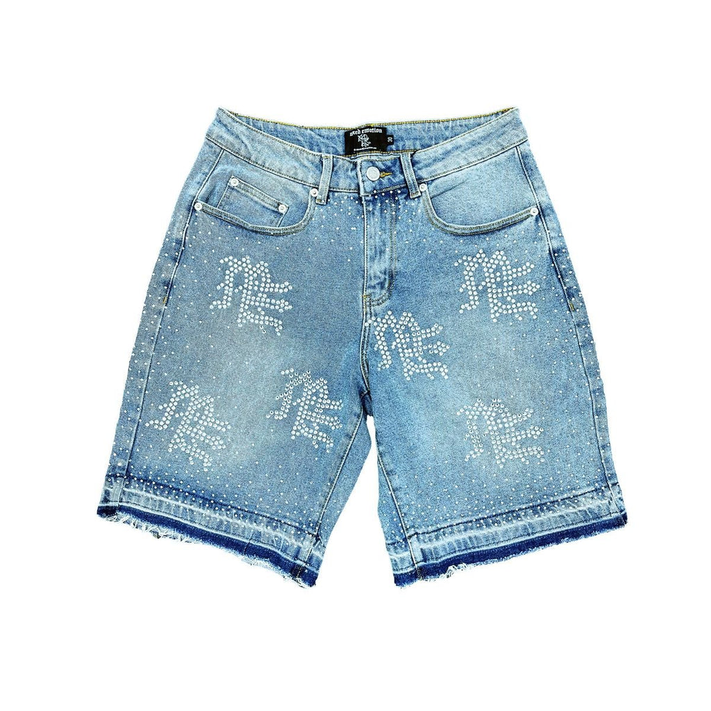 Mixed Emotions 'ME' Rhinestone Denim Shorts - Hype World