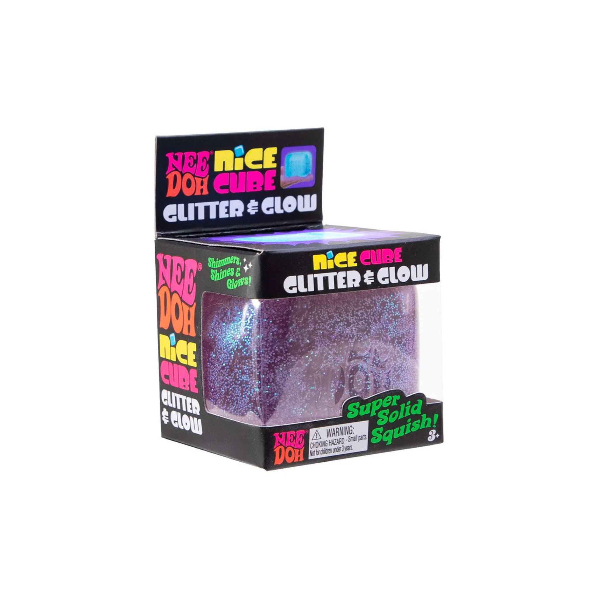 NeeDoh Nice Cube Glitter and Glow Squishy Fidget Toy (Random Color) - Hype World