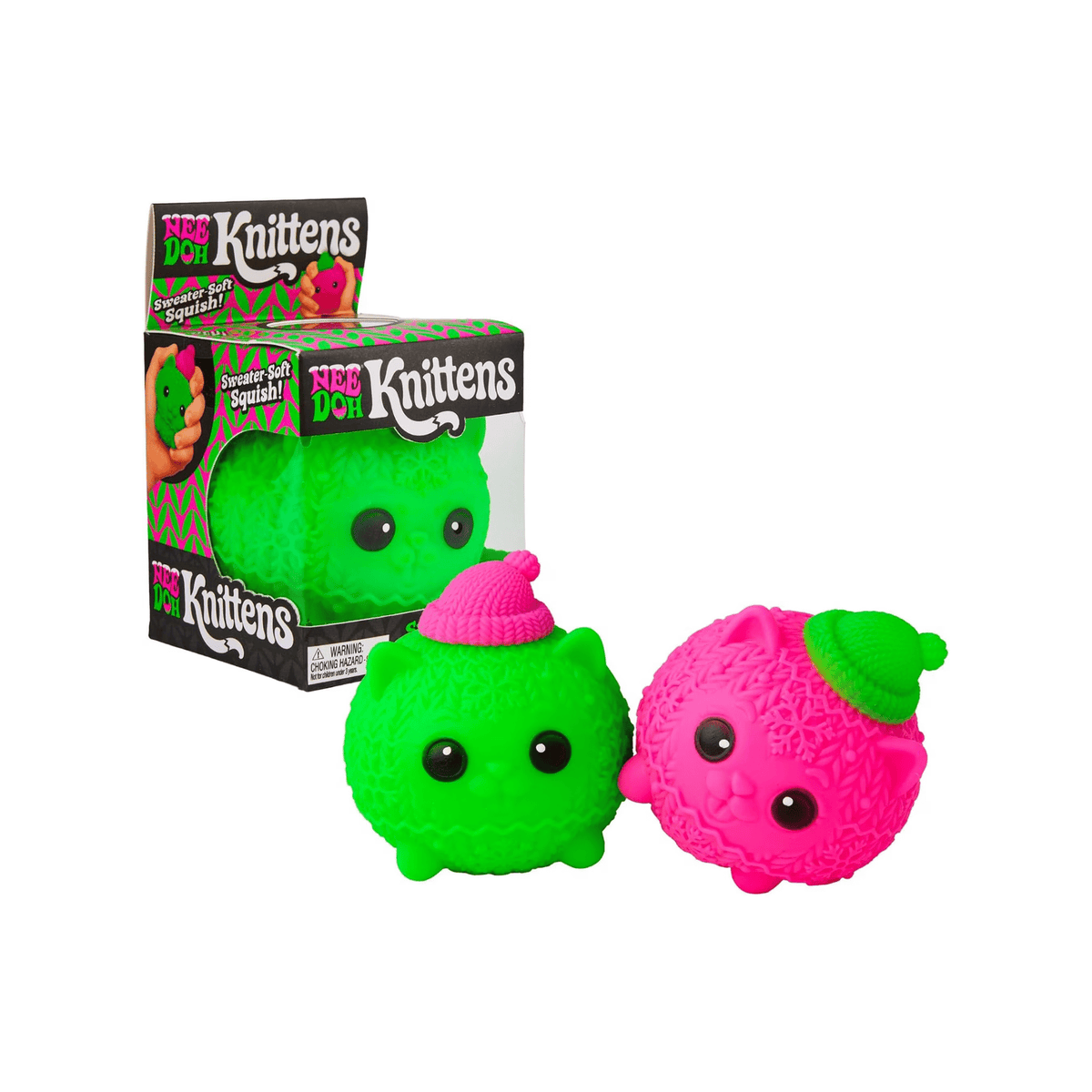NeeDoh Squishmas Knittens Squishy Fidget Toy – Holiday Kitten Stress Ball (Random Color) - Hype World