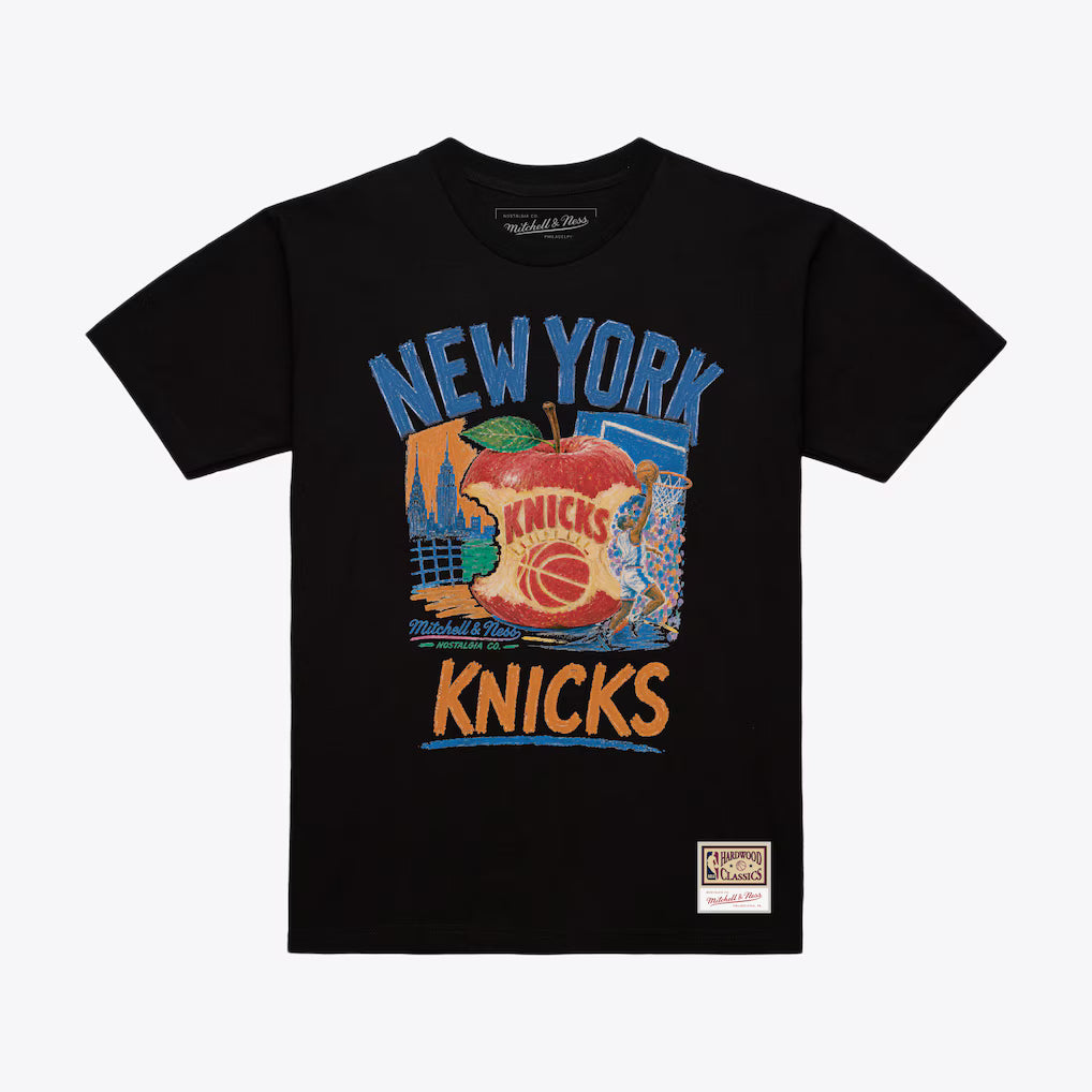 New York Knicks Black Concrete Apple T-Shirt