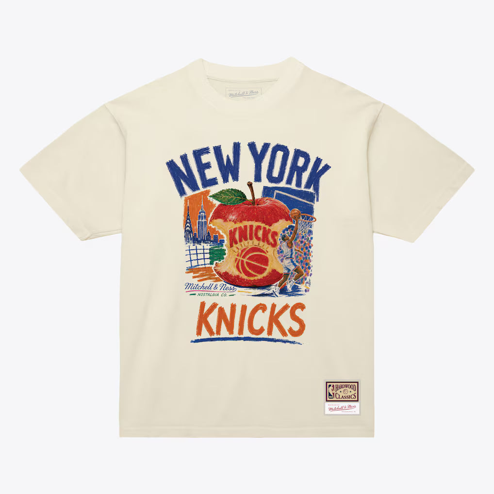 New York Knicks Cream Concrete Apple T-Shirt