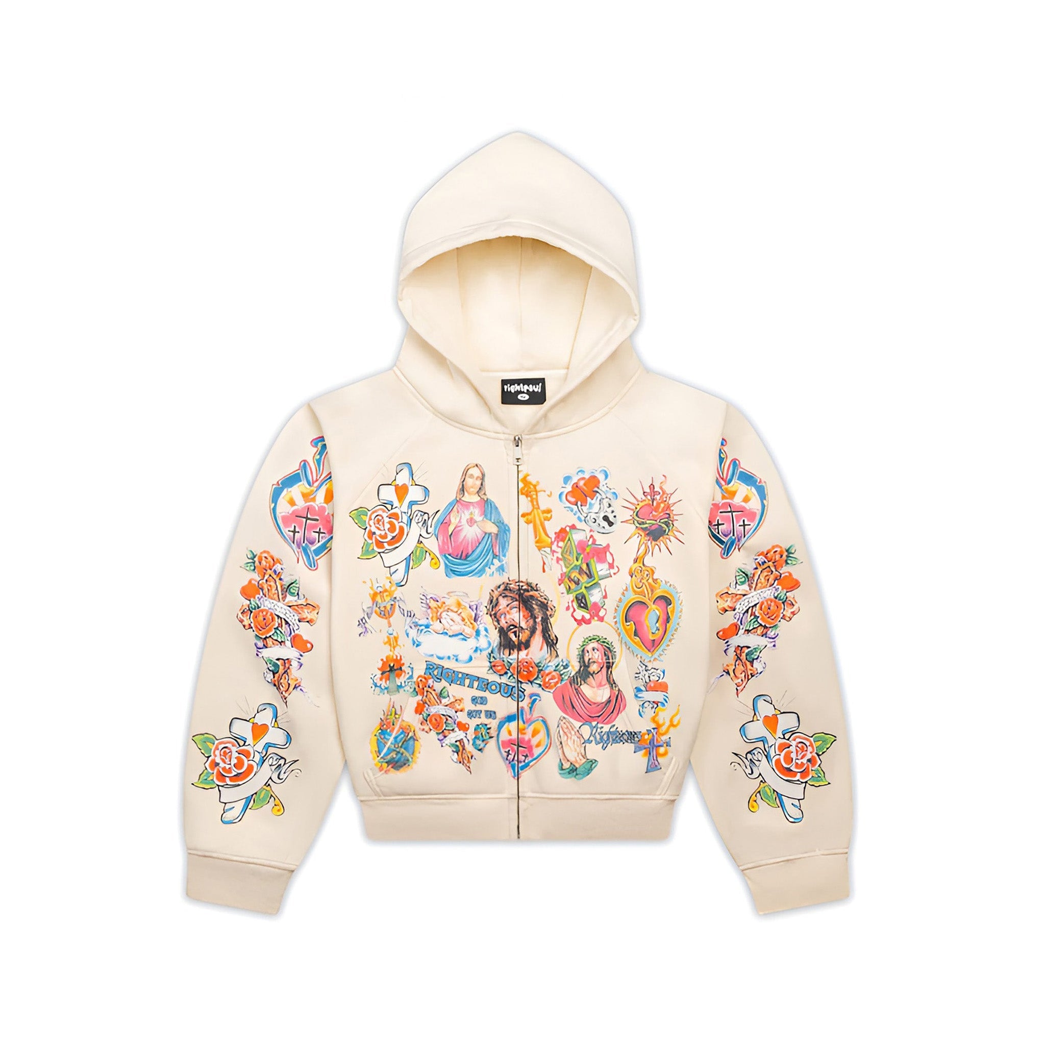 Righteous Risen King Zip Up Hoodie (Cream) - Hype World