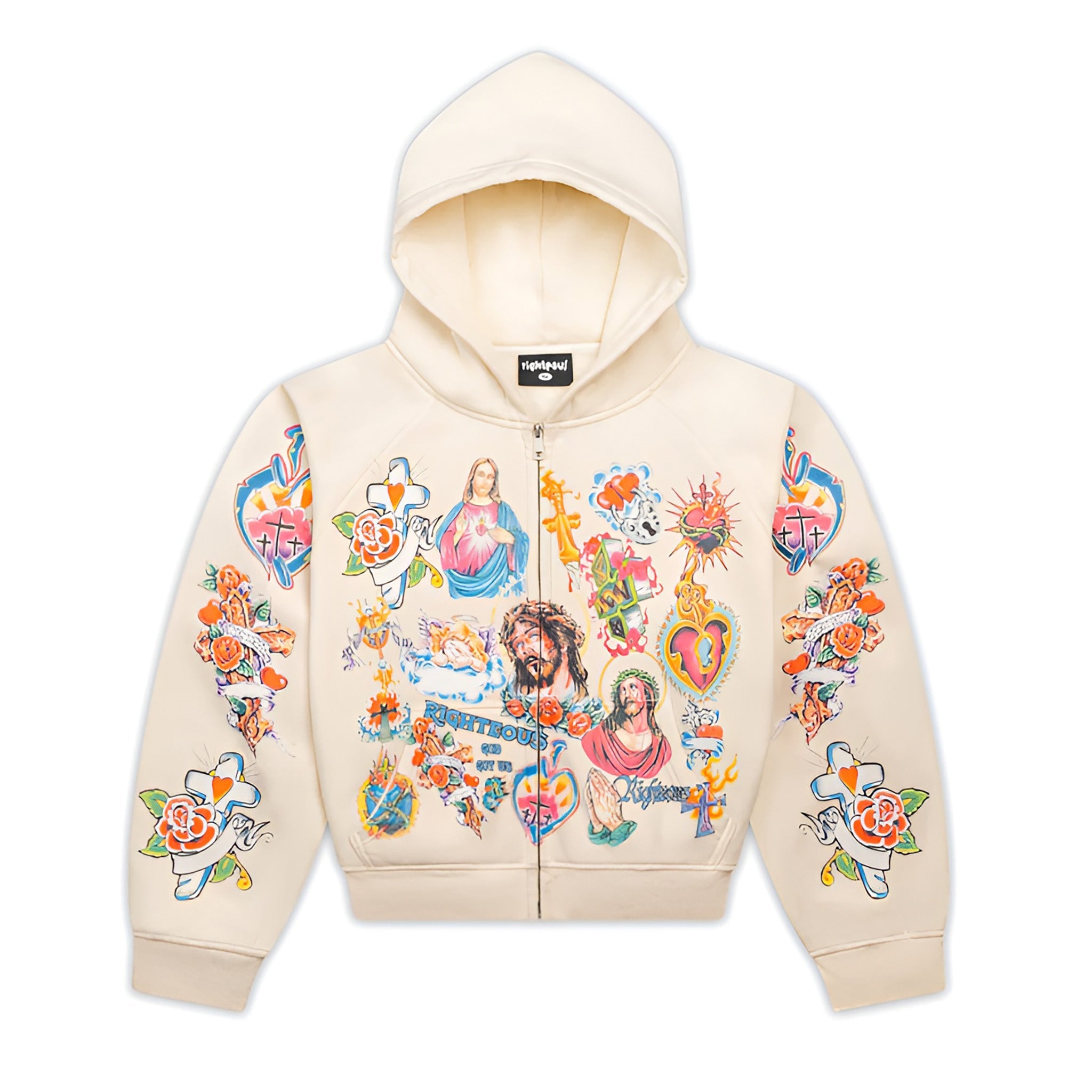 Righteous Risen King Zip Up Hoodie (Cream) - Hype World