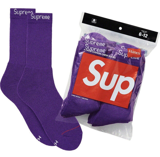 Supreme Hanes Crew Socks (4 Pack) Purple