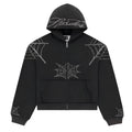 Sp5der King Spider Rhinestone Web Zip Hoodie - Hype World