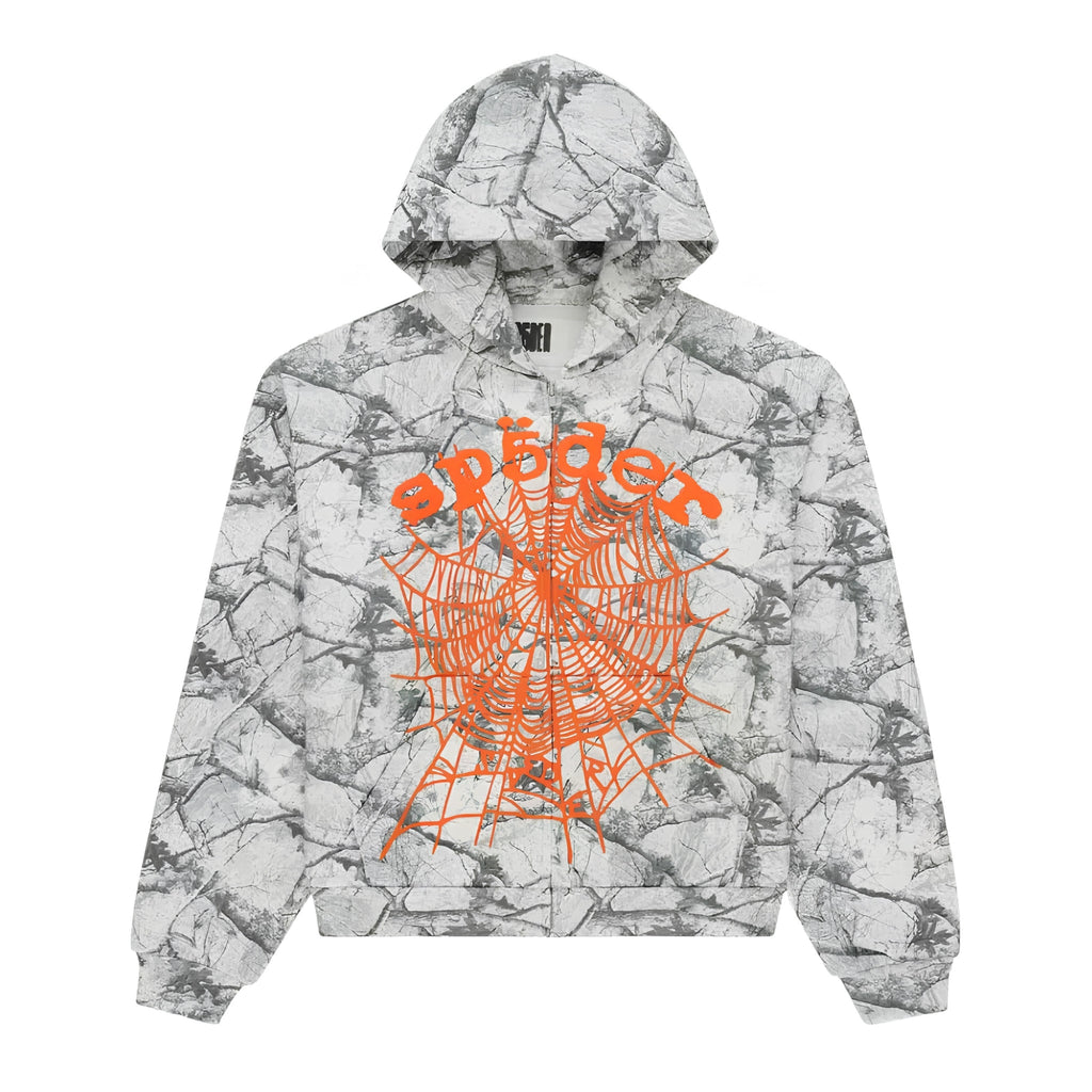Sp5der Real Tree OG Web V2 Zip Hoodie White Camo - Hype World