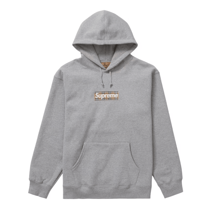 Supreme Burberry Box Logo Hooded Sweatshirt "Heather Grey" - Hype World