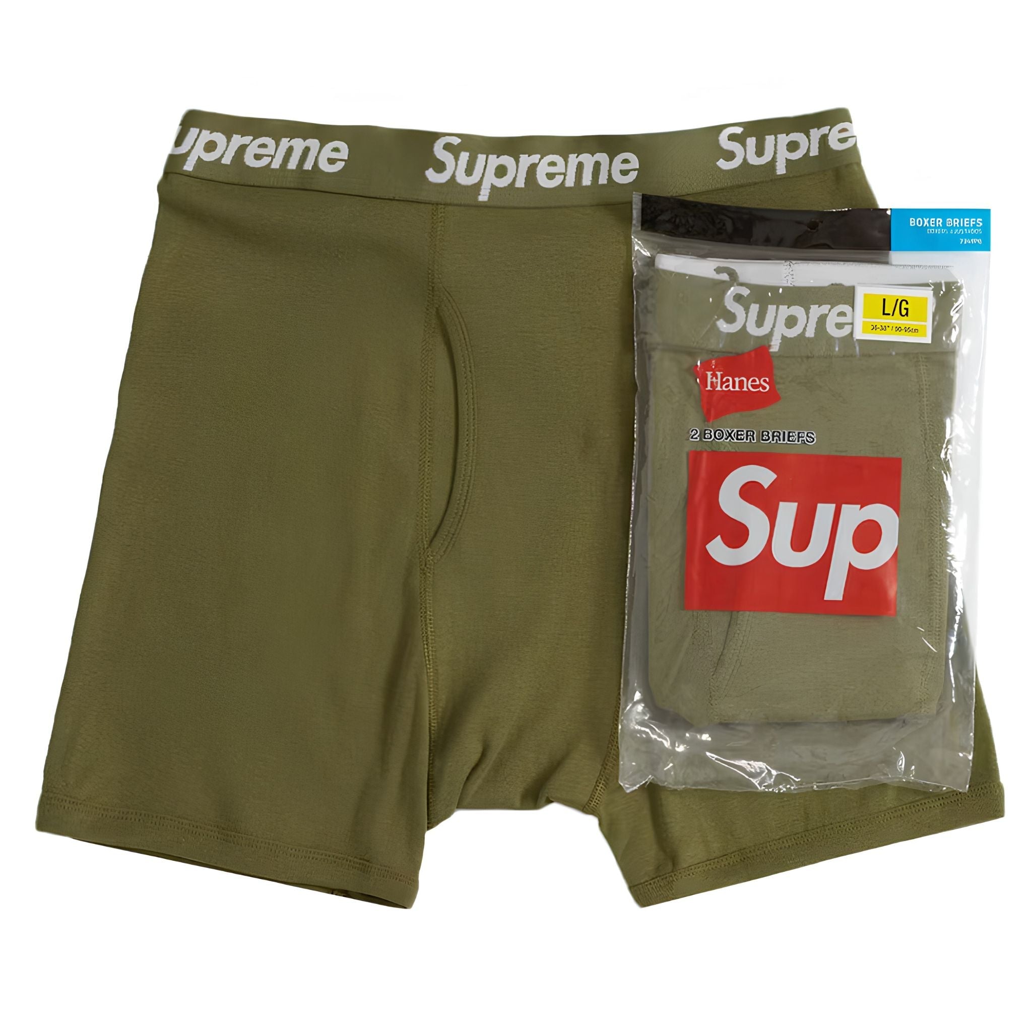 Supreme Hanes Boxer Briefs (2 Pack) Olive - Hype World
