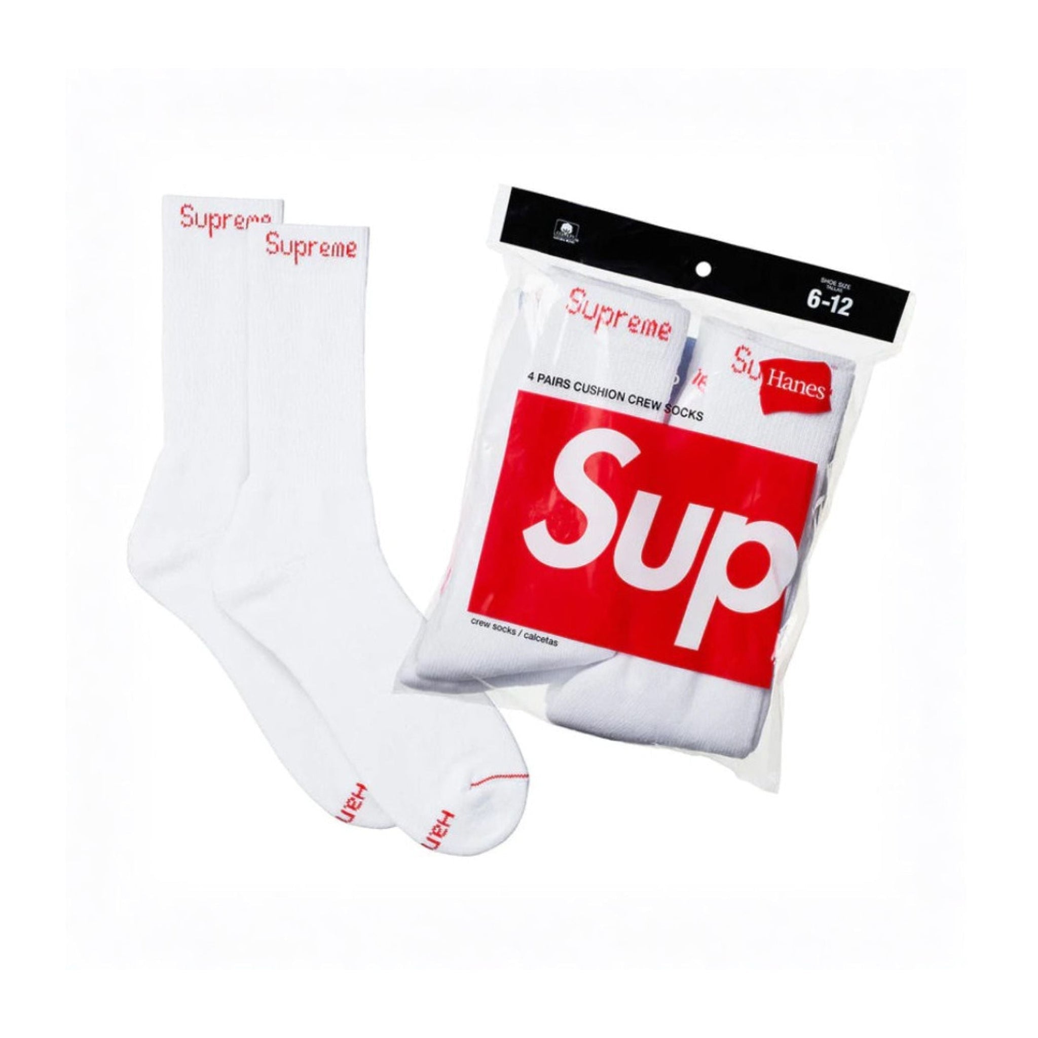 Supreme Hanes Crew Socks White (4-Pack) - Hype World