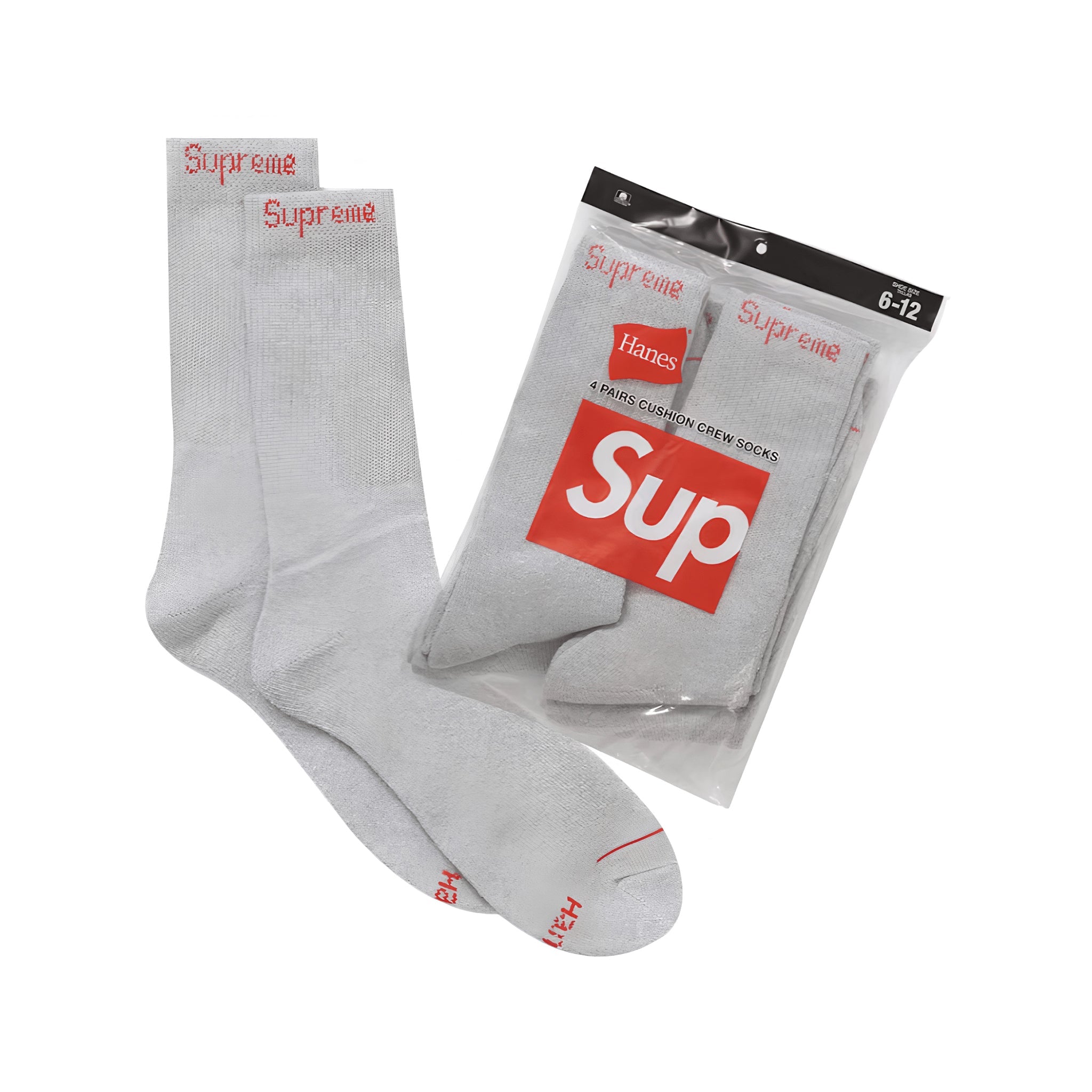 Supreme Hanes Socks (4 Pack) Grey - Hype World