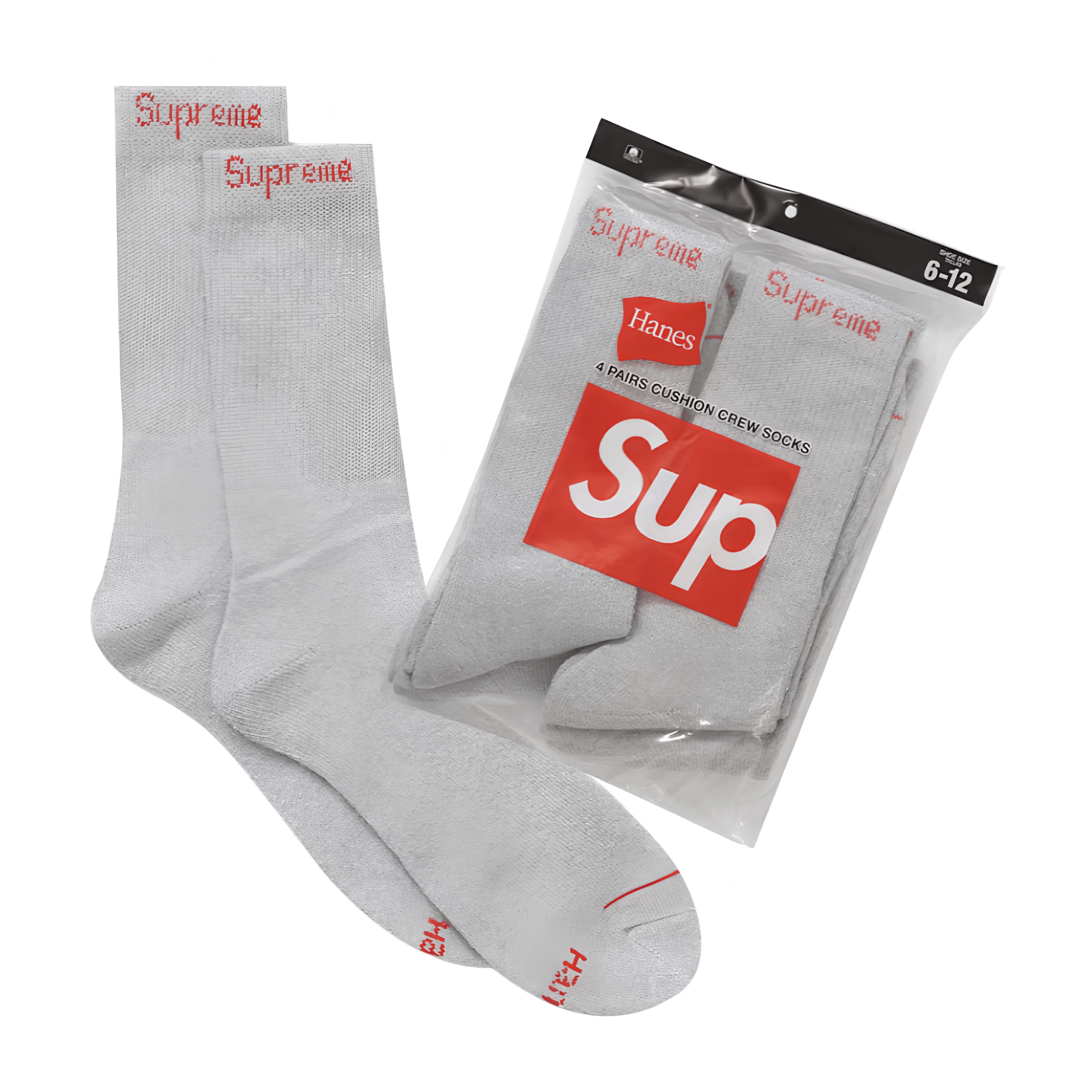 Supreme Hanes Socks (4 Pack) Grey - Hype World