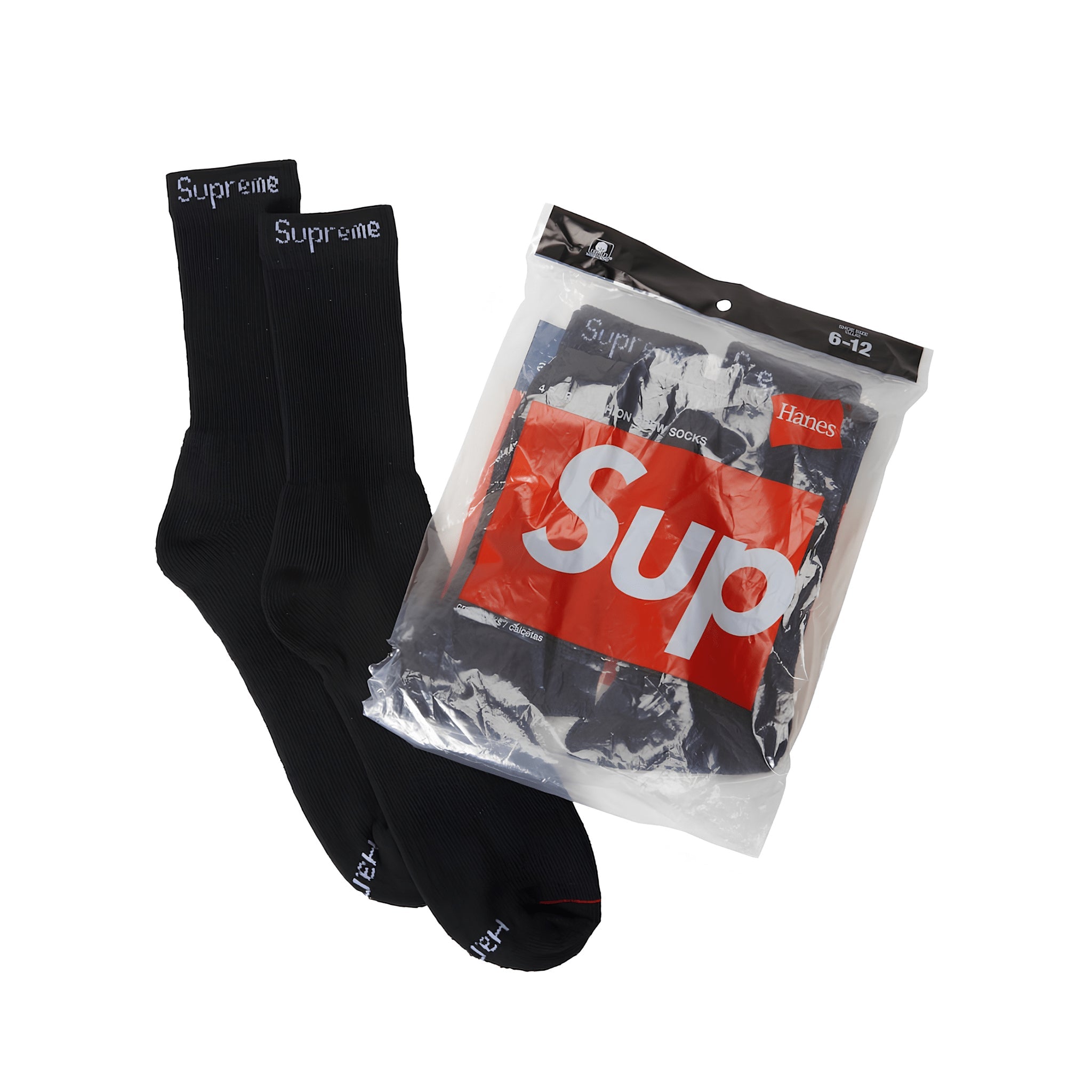 Supreme Hanes Socks Black (4 Pack) - Hype World