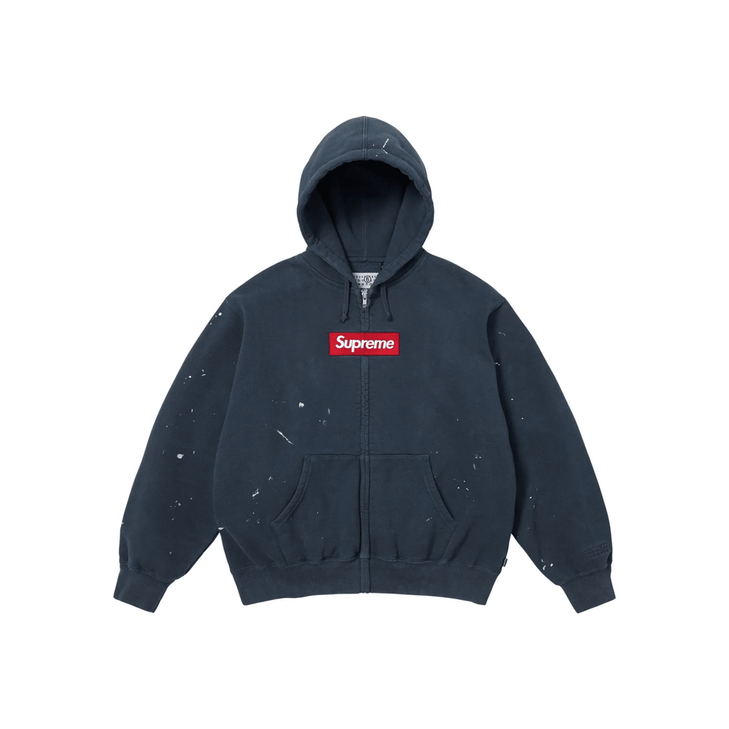Supreme MM6 Maison Margiela Box Logo Zip Up Hooded Sweatshirt Navy - Hype World