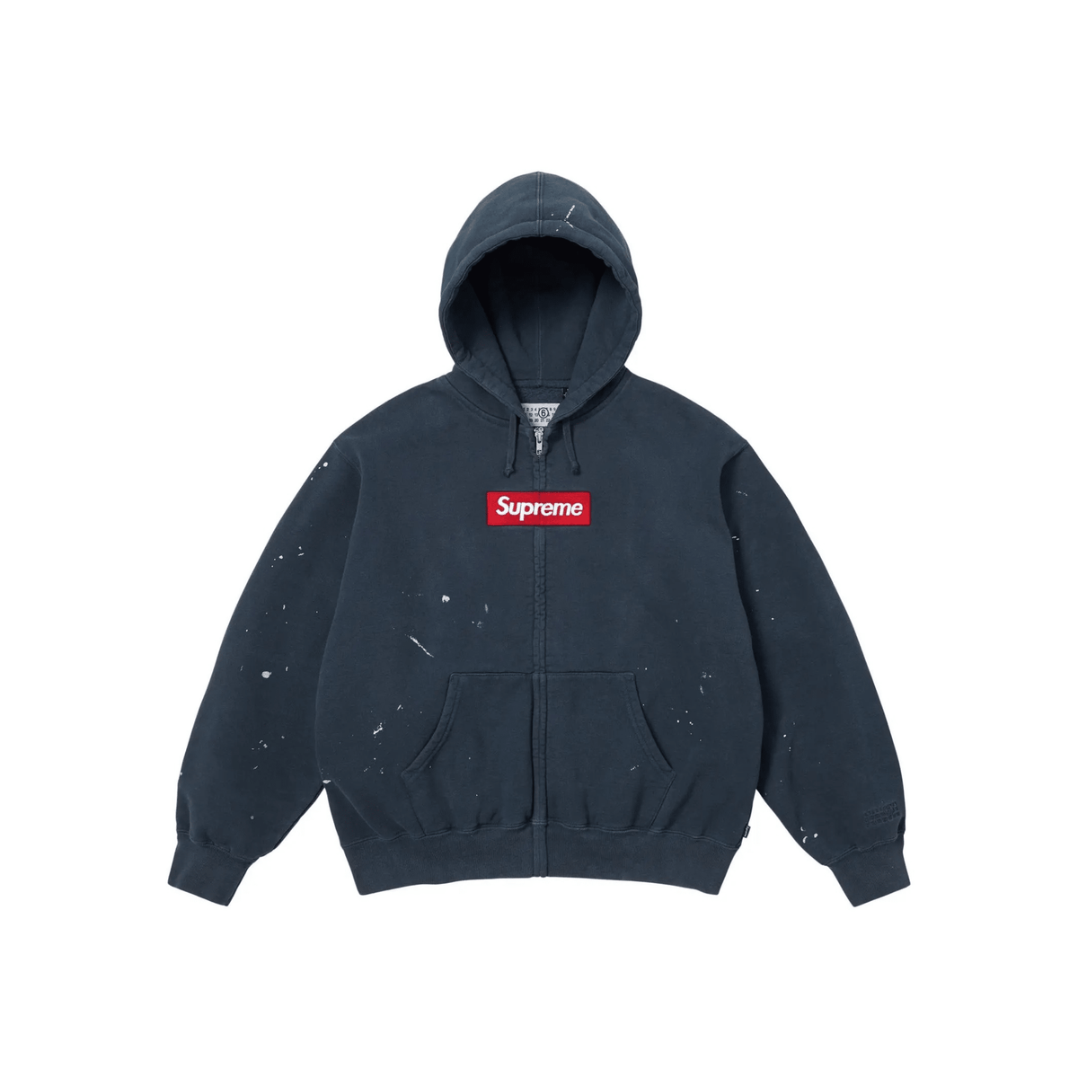 Supreme MM6 Maison Margiela Box Logo Zip Up Hooded Sweatshirt Navy - Hype World