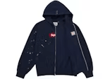 Supreme MM6 Maison Margiela Box Logo Zip Up Hooded Sweatshirt Navy - Hype World