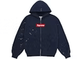 Supreme MM6 Maison Margiela Box Logo Zip Up Hooded Sweatshirt Navy - Hype World